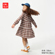 優(yōu)衣庫童裝女童格子連衣裙/長(cháng)袖田園風(fēng)裙子481492 24 亮橙色 150
