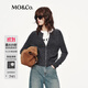 MO&Co.針織開(kāi)衫2025秋新品含綿羊毛圓領(lǐng)金屬拉鏈短款簡(jiǎn)法MBE3CART01 深花灰色 S /160