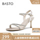 百思圖25夏一字帶涼鞋時(shí)尚潮流細高跟女鞋E5063BL5 淺金 38