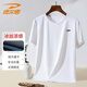德?tīng)柣荻绦鋞恤男夏季半袖上衣圓領(lǐng)速干冰絲運動(dòng)輕薄透氣打底衫 白色 XL