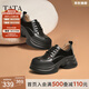 他她（TATA）英倫厚底小皮鞋女鞋學(xué)院運動(dòng)深口單鞋2025春新款CCJ03AM5 黑色 37