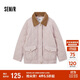 森馬（Semir）棉服女冬季中長(cháng)款輕薄寬松拼接燈芯絨翻領(lǐng)插肩袖棉衣101724112007