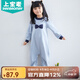 上寶麥秋款兒童連體睡衣棉厚女童寶寶防踢睡衣家居服防著(zhù)涼 灰藍 120碼