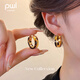 PWL復古琥珀色豹紋耳圈耳環(huán)女2025年新款獨特小眾港風(fēng)高級感耳扣耳飾 琥珀色豹紋耳圈