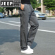 JEEP SPIRIT夏季男士寬松休閑褲大碼工裝褲戶(hù)外運動(dòng)長(cháng)褲薄款純棉多口袋直筒褲 深灰色 L