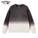 查爾斯桃心漸變色圓領(lǐng)毛衣男套頭新款秋冬季打底休閑針織衫 深灰色 3XL 