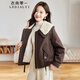 衣典零一（LEDIALYI）加絨外套女短款秋冬2025年新款高級感洋氣小個(gè)子加厚保暖派克棉服 咖色 M （建議90-115斤）