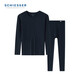 舒雅（Schiesser）男士3A抗菌舒美棉圓領(lǐng) 秋衣秋褲保暖內衣套裝 寶藍 L