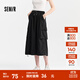 森馬（Semir）半身裙女復古風(fēng)質(zhì)感松緊腰夏季潮酷街頭設計感抽繩工裝裙美式 黑色90001 S 155/62A