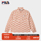 FILA 斐樂(lè )官方女裝梭織外套2025夏新款小狐貍時(shí)尚滿(mǎn)印菱格紋寬松上衣 薔磚紅-RD S 160/80A/S