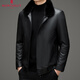 夢(mèng)特嬌（MONTAGUT）真皮皮衣男士機車(chē)皮夾克海寧2025秋冬季羽絨加厚皮衣中年保暖外套 黑色 XL 180