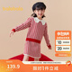 巴拉巴拉女童拜年服兒童紅色童裝千鳥(niǎo)格春季兩件套208124104005