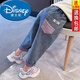 迪士尼（Disney）2025新款女童春秋牛仔褲韓版時髦女寶寶外穿長褲兒童寬松休閑褲子 紫色兜牛仔褲(高品質(zhì)) 120