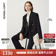 朗姿OL風(fēng)羊毛西裝女冬季新款職業(yè)正裝氣質(zhì)通勤西服外套女 夜幕黑色 L
