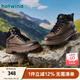 熱風(fēng)男鞋冬季新款男士時(shí)尚戶外登山休閑靴圓頭系帶時(shí)裝靴男 129卡其（常規(guī)款H96M4403） 40 250mm
