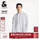 杰克·瓊斯（JACK&JONES）百搭時尚簡約潮條紋logo織布尖領長袖襯衫外套上衣男裝225205003 A06本白色 常規(guī) M
