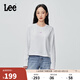 Lee25早秋新品標準版圓領(lǐng)箔印Logo設計白色女長(cháng)袖T恤 白色  M 