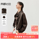 尚都比拉秋季新款時(shí)尚休閑機車(chē)服英倫風(fēng)復古立領(lǐng)落肩蝙蝠袖PU皮衣外套女