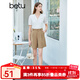 百圖betu女裝夏季新款短褲簡(jiǎn)約高腰闊腿短褲多色短褲女2304T69 卡其色 S
