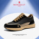 夢(mèng)特嬌（MONTAGUT）法國男鞋秋冬新款保暖透氣華夫運動(dòng)休閑鞋男時(shí)尚百搭軟底潮鞋男士 黑棕（四季款） 38
