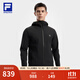 FILA 斐樂(lè )官方男士針織連帽外套2025秋新款健身運動(dòng)防曬寬松上衣 深黑-BK L 175/96A/L