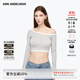 ANN ANDELMAN【陳佳儀同款】官方直營(yíng)露肩長(cháng)袖T恤女短款高腰上衣薄款皮膚衣 灰色 XS