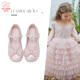 富羅迷女童皮鞋春秋亮片蝴蝶結方口公主鞋軟底透氣校園演出鞋 粉色  27 