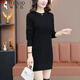 啄木鳥(niǎo)打底衫毛衣裙女中長(cháng)款秋冬新款洋氣針織衫中年大碼上衣 黑色 L