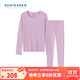 舒雅（Schiesser）女士舒美棉3A抗菌圓領(lǐng)保暖長(cháng)袖長(cháng)褲秋衣秋褲套裝E0/23921W 灰粉 L 【60-65公斤】