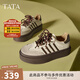 他她（TATA）烏梅子醬厚底德訓鞋女鞋透氣新款休閑增高板鞋女W9B02CM5 米白/啡（單里） 38