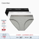 Calvin Klein內衣女士三條裝ck本命年提花棉質微彈比基尼三角內褲女QP2349O MP1-太空黑/椰青灰/月光白 3條 M 尺碼偏大，建議拍小一碼