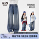 左西女童牛仔褲兒童褲子秋裝2025新款中大童寬松直筒褲 牛仔色 140