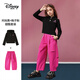 迪士尼（Disney）女童休閑套裝2025秋季新款連帽修身上衣寬松工裝長(cháng)褲兩件套 玫粉色 均碼 150cm