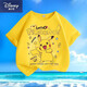 迪士尼（Disney）夏季新款男女童寶可夢(mèng)皮卡丘小中大童兒童短袖純棉卡通百搭上衣 皮卡丘黃【高質(zhì)量單件】 130