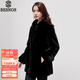俾斯諾斯（BESNOS） 意大利品牌2025新款進口貂皮大衣女整貂帶帽中長款大碼修身皮草 黑色整貂（一體成型6浪）  2XL （建議體重115-125）