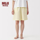 無(wú)印良品（MUJI）女式 泡泡紗中褲 女士睡褲家居褲子短褲純棉 25年夏季 FD1LGC5S 淺黃色條紋 L (165/70A)