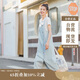 茵曼百搭簡約風牛仔連衣裙兩件套裝夏女裝休閑背帶長裙子 淺牛仔 S