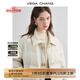 VEGA CHANG啞光PU皮羽絨服女2025年秋冬新款小個(gè)子白鴨絨短款外套 米色 L
