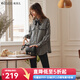 Olrain歐芮兒千鳥格子襯衫女裝秋冬寬松顯瘦時尚英倫風(fēng)設(shè)計感上衣 千鳥格 S