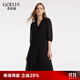 歌莉婭粉色法式連衣裙大牌氣質(zhì)女裝顯瘦時(shí)尚a字茶歇裙子1A8C4K1Y0 00B黑色 XL (170)