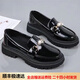 百麗踏真軟皮小皮鞋女2026秋季新款英倫風(fēng)休閑樂(lè )福女鞋松糕厚底黑色單鞋 黑色亮皮 升級款 38