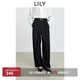 LILY2025冬新款含羊毛復古立體褶皺通勤黑色休閑直筒闊腿褲西褲女 510黑 L