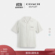 蔻馳（COACH）新款奧萊男士棉質(zhì)條紋CAMP短袖襯衫簡(jiǎn)約舒適 白堊色/灰色 S