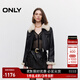ONLY秋季復古做舊拼接翻領(lǐng)直筒短款皮衣外套女|124428007 H11 烏黑色 L (170) 88A