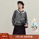 茵曼2025秋冬女裝新款絨感花邊系帶開(kāi)衫毛衣簡(jiǎn)約通勤長(cháng)袖針織外套 貴族灰 L