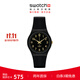斯沃琪（Swatch）瑞士手表 金色密碼2.0  生日禮物男女學(xué)生石英腕表 黑色