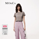 MO&Co.【涼感】T恤夏啞光鉚釘臟染褪色dirtyfit彈力正肩美式摩安珂 淺花灰色 S 160