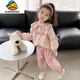 G.DUCKKIDS女童秋裝套裝兩件套秋季洋氣炸街2025新款寶寶運動(dòng)春秋款女孩衣服 粉色碎花蝴蝶套裝 100