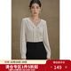 獨束大碼女裝【高端黑標系列】V領(lǐng)高奢通勤襯衫秋新款微胖mm上衣 杏仁米 XL