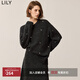 LILY冬新款女裝格雷系輕奢手工不規則釘鉆寬松百搭圓領(lǐng)毛衣女 509深灰 S